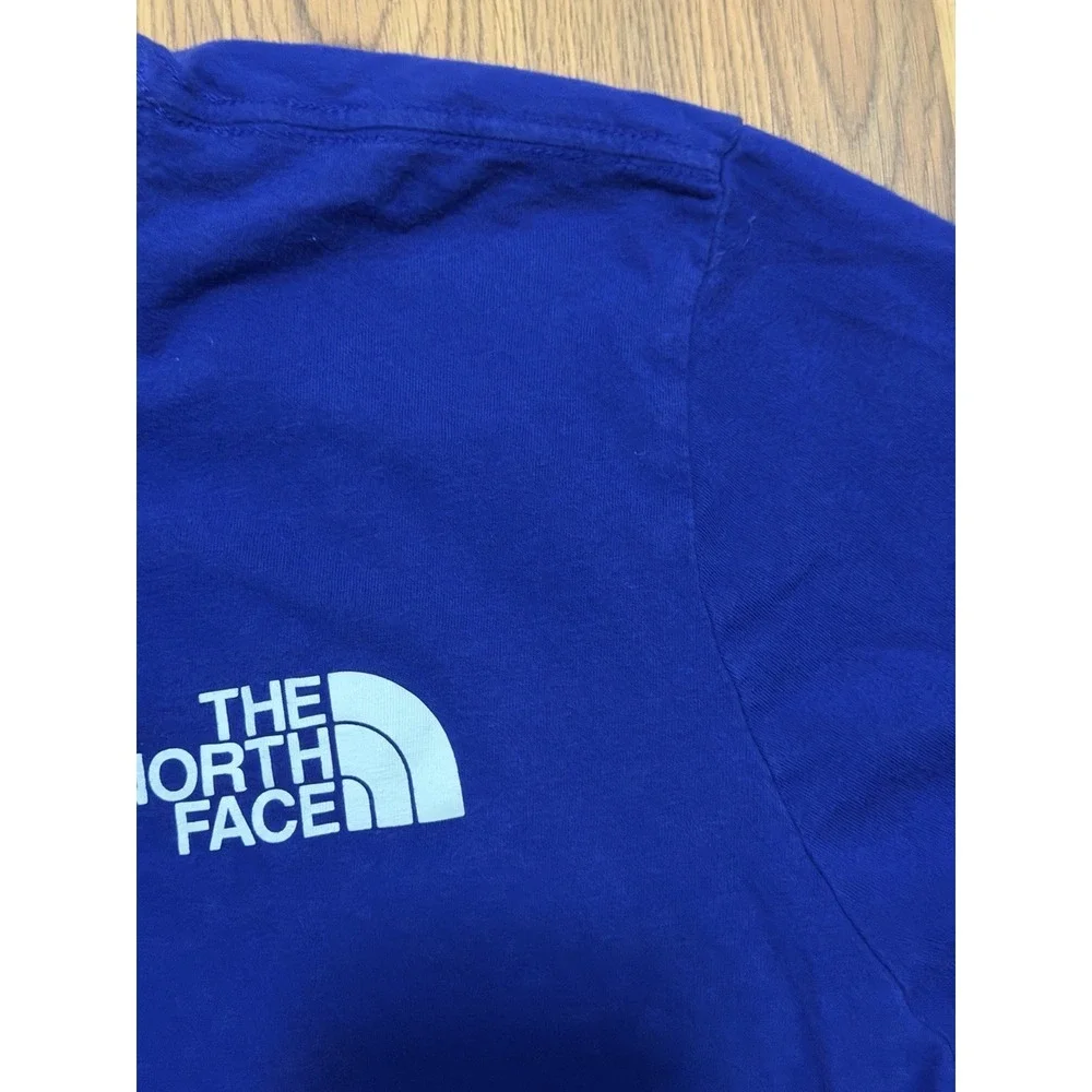 The North Face Box NSE Shirt Mens Large Blue Back Graphic Never Stop Exploring